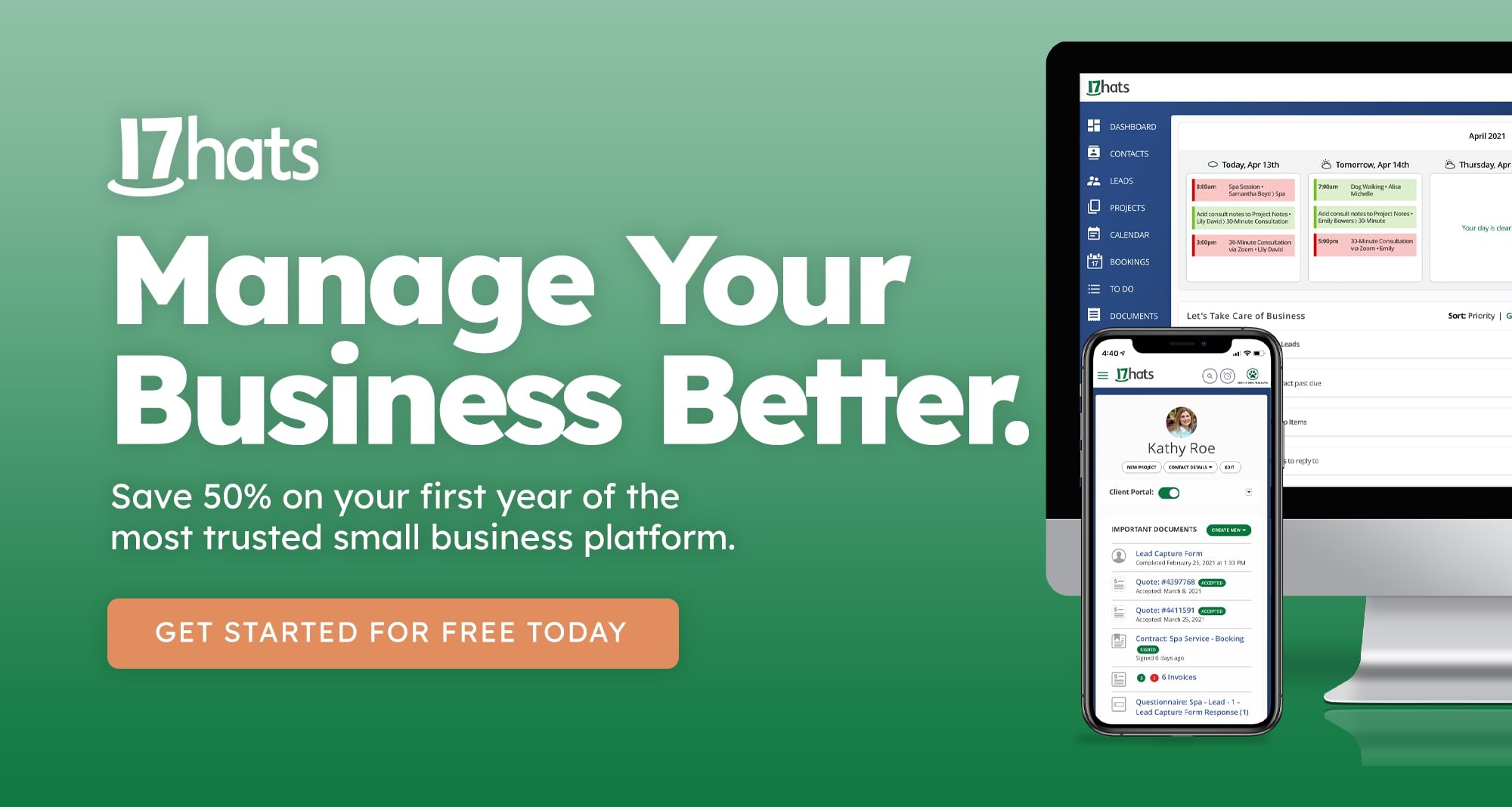 Business management software promotion for 17hats